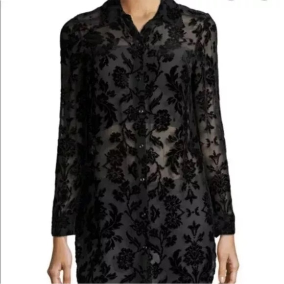 Johnny Was 4 Love & Liberty Floral Adela Silk Blend Velvet Burnout Shirt Tunic - Picture 2 of 16